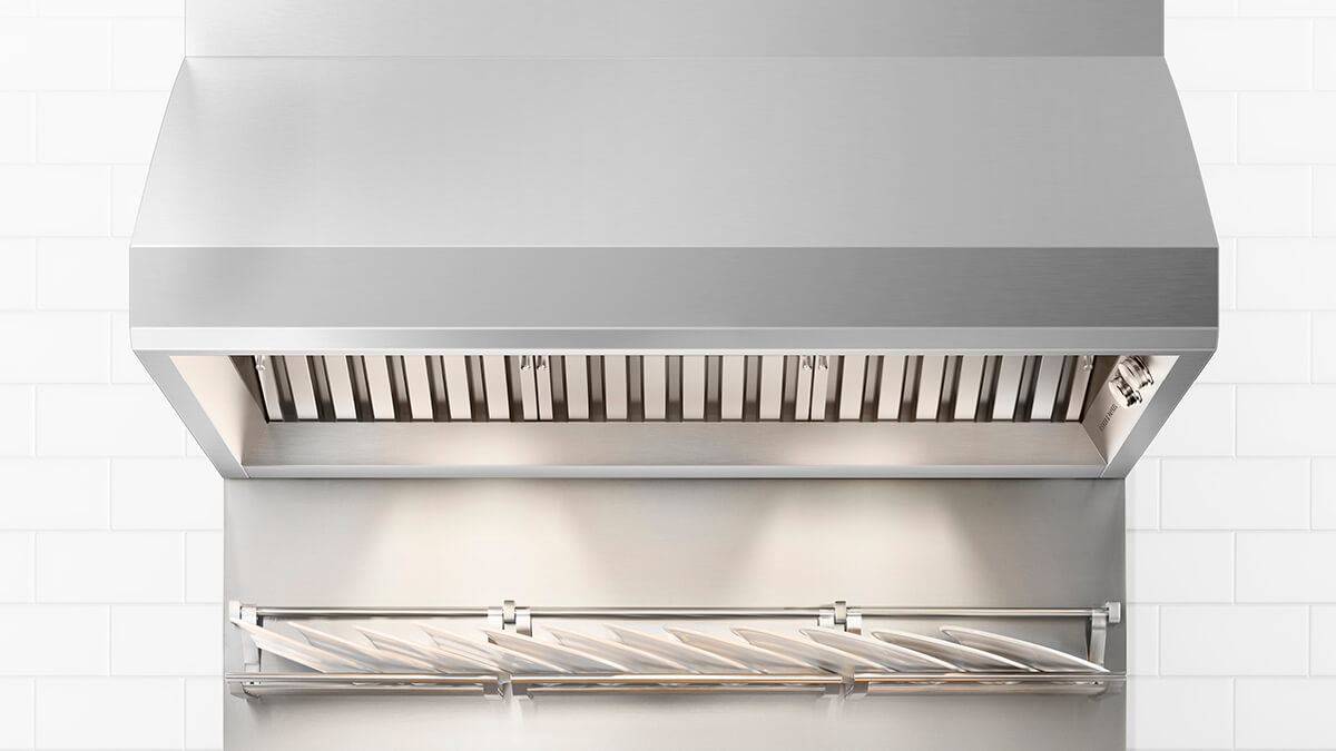 Fisher Paykel - 47.875 Inch 1200 CFM Wall Mount and Chimney Range Vent in Stainless - HCB48-12 N