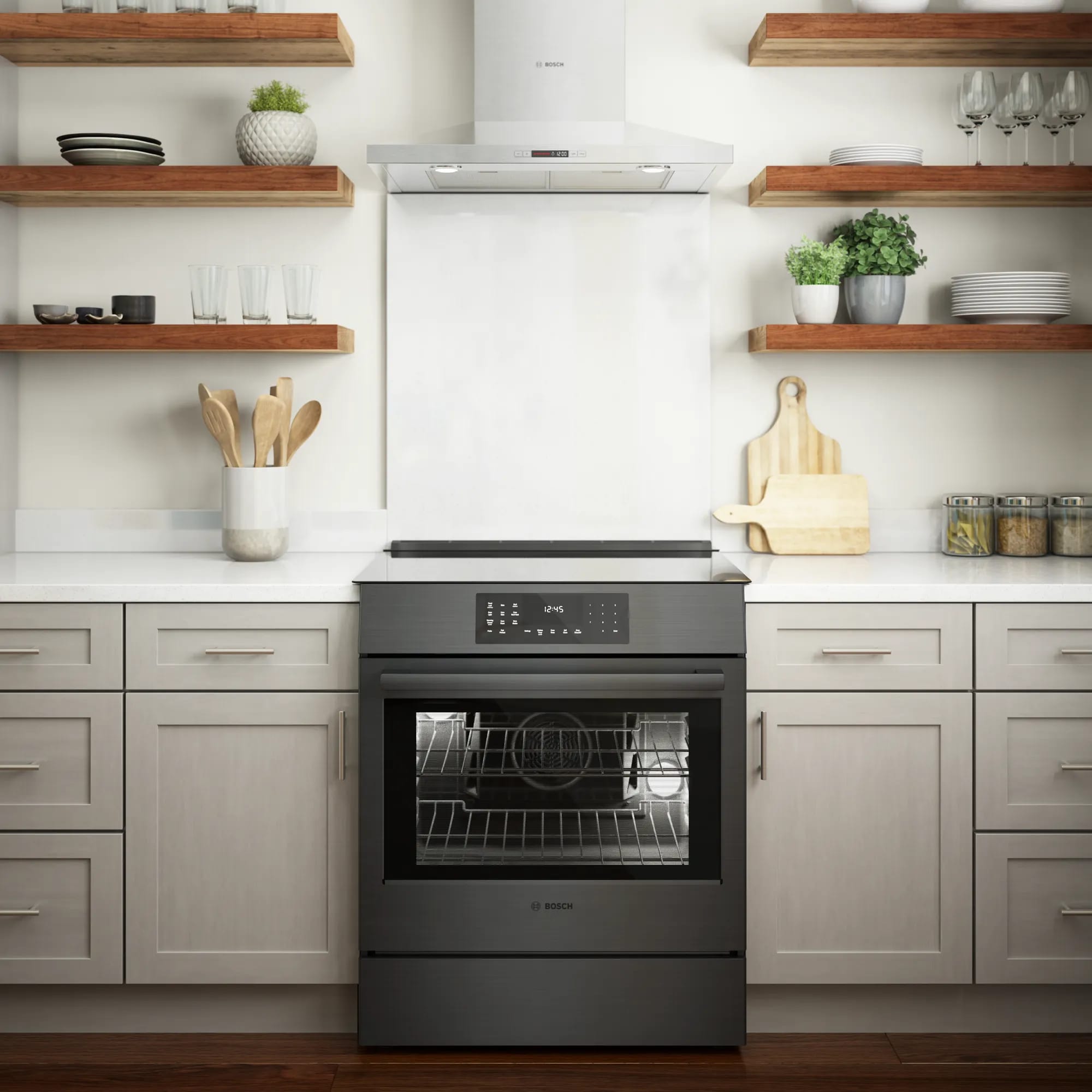 Bosch - 4.6 cu. ft Induction Range in Black Stainless - HII8047C