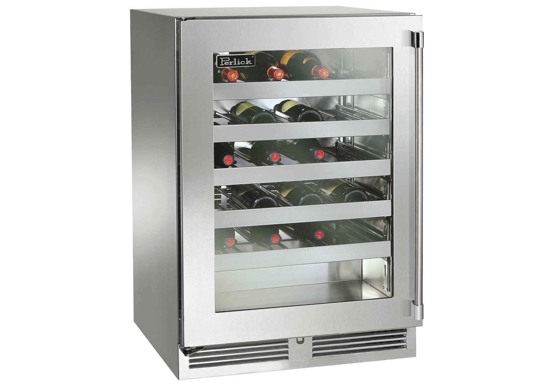 Perlick - 23.875 Inch 5.2 cu. ft Built In / Integrated Wine Fridge Refrigerator in Stainless - HP24WS-3-3L
