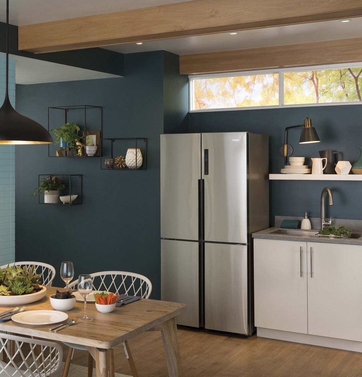 Haier - 32.75 Inch 16.4 cu. ft French Door Refrigerator in Stainless - HRQ16N3BGS