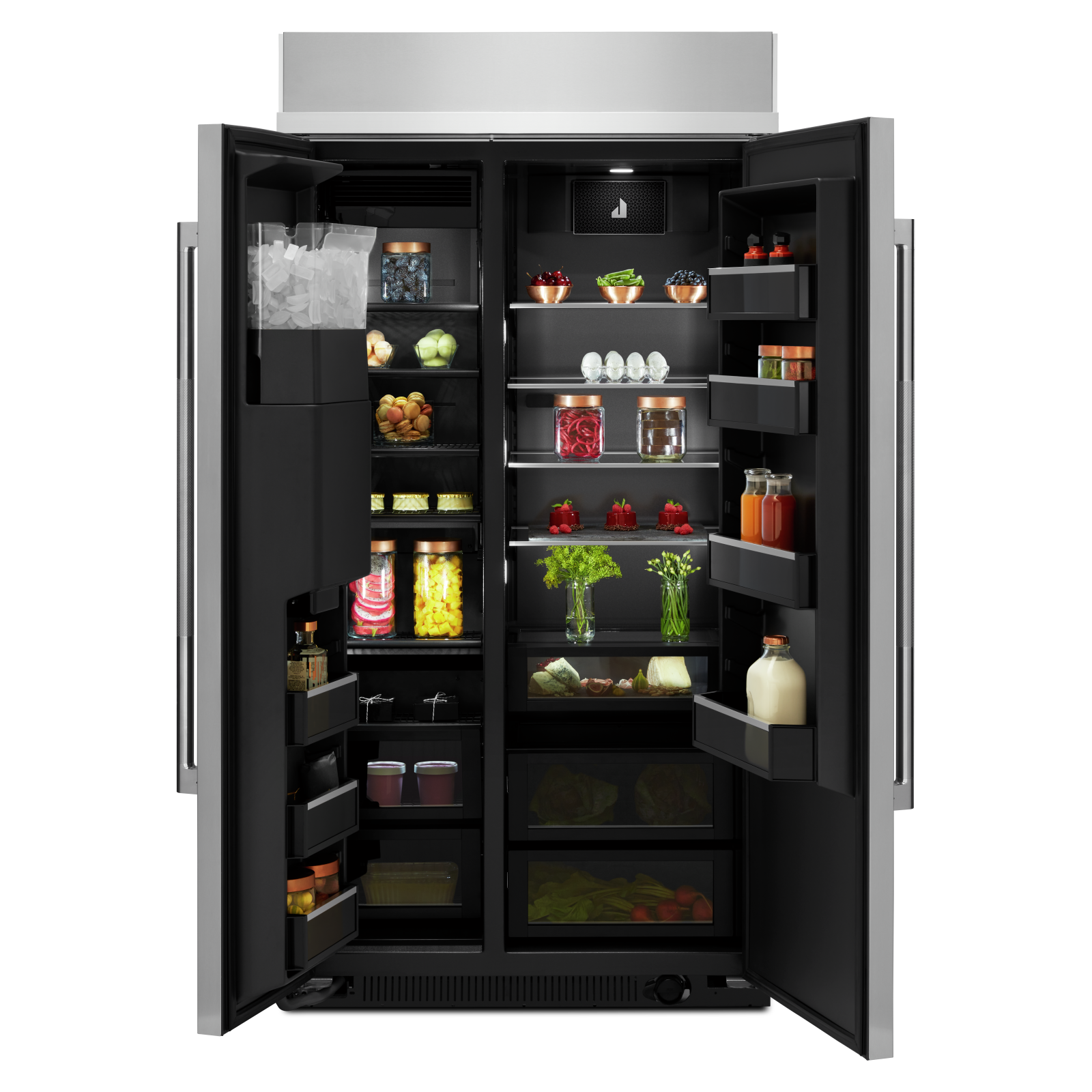 JennAir - 41.25 Inch 25.5 cu. ft Built In / Integrated Side by Side Refrigerator in Stainless - JBSS42E22L
