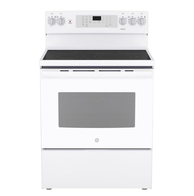 GE - 29.9 Inch 5 cu. ft Electric Range in White - JCB840DVWW