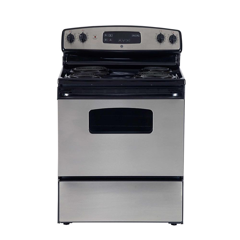 GE - 5 cu. ft Electric Range in Stainless - JCBS250SMSS
