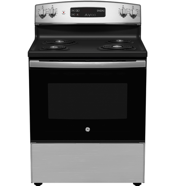 GE - 29.92 Inch 5 cu. ft Electric Range in Stainless - JCBS350SVSS