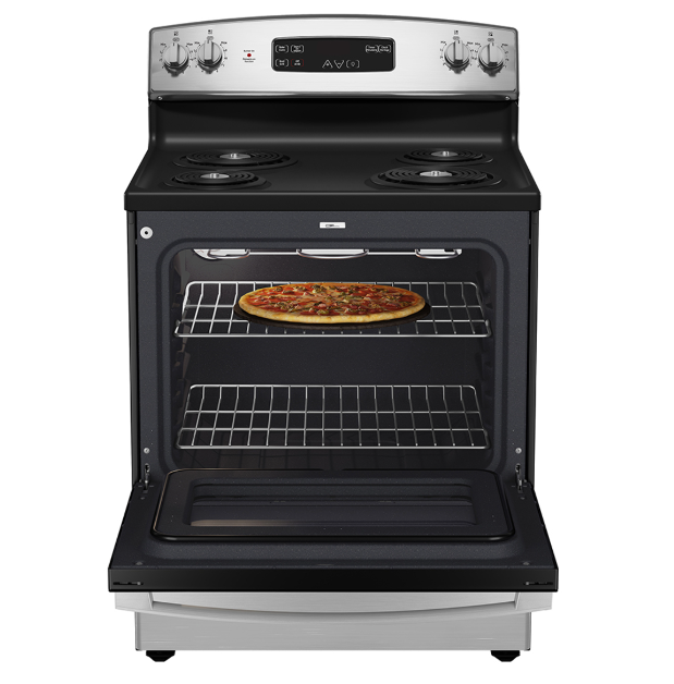 GE - 29.92 Inch 5 cu. ft Electric Range in Stainless - JCBS350SVSS
