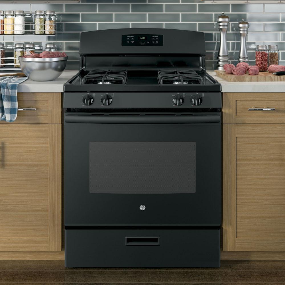 GE - 5 cu. ft Gas Range in Black - JCGBS60DEKBB
