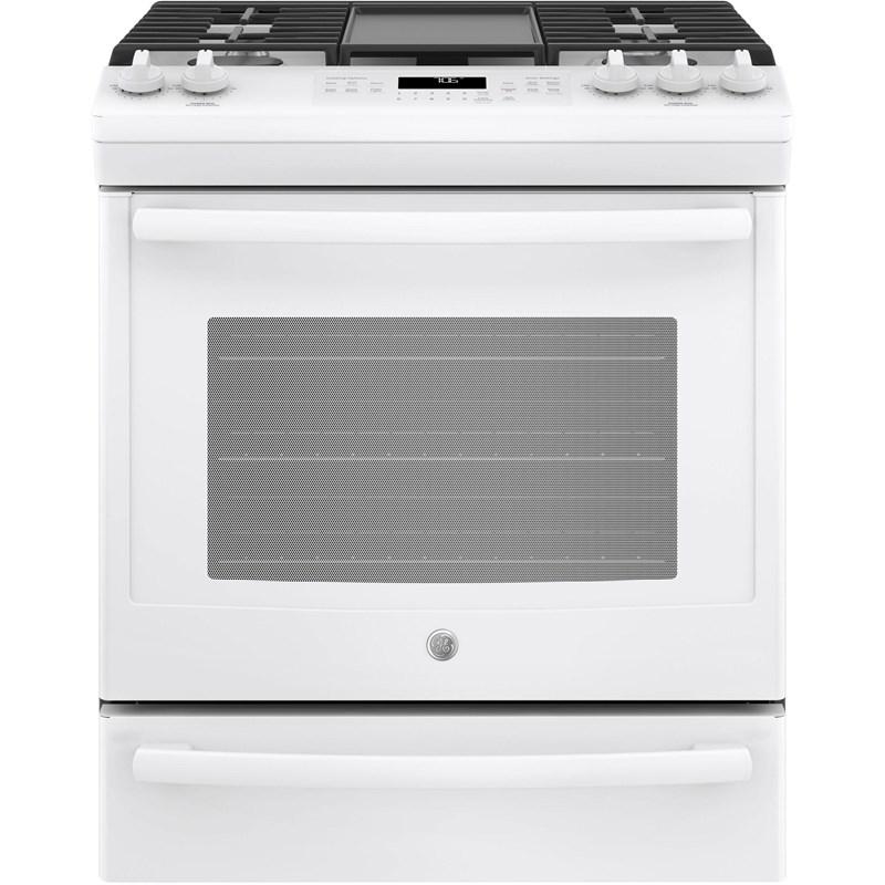 GE - 5.6 cu. ft Gas Range in White - JCGS760DELWW