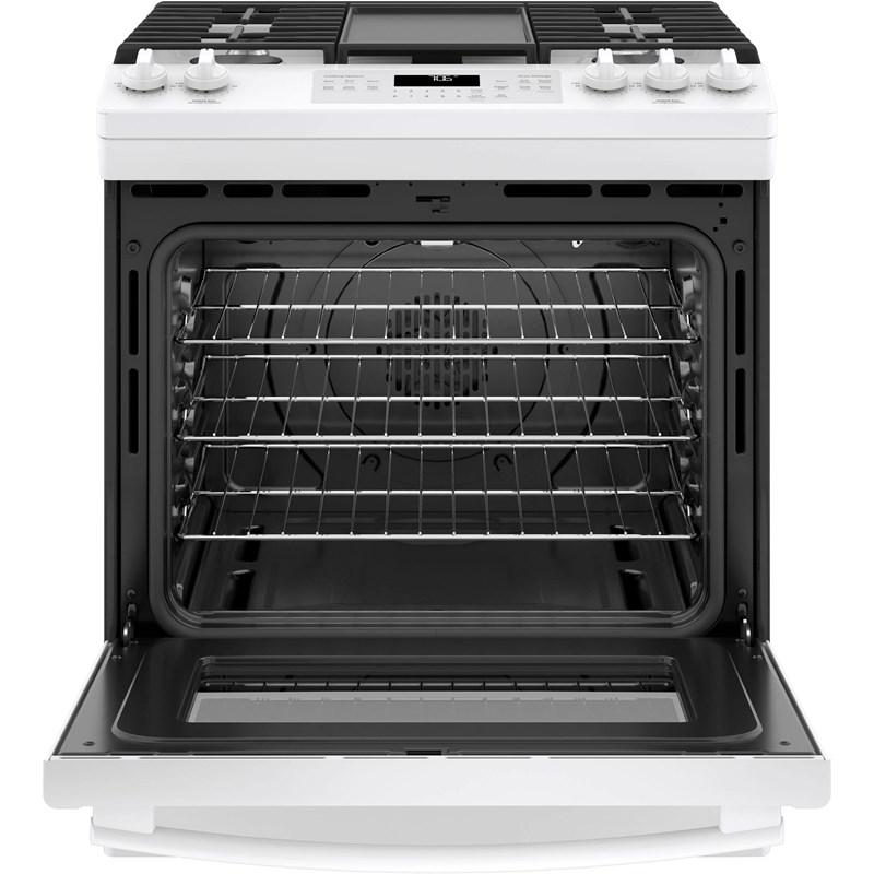 GE - 5.6 cu. ft Gas Range in White - JCGS760DELWW