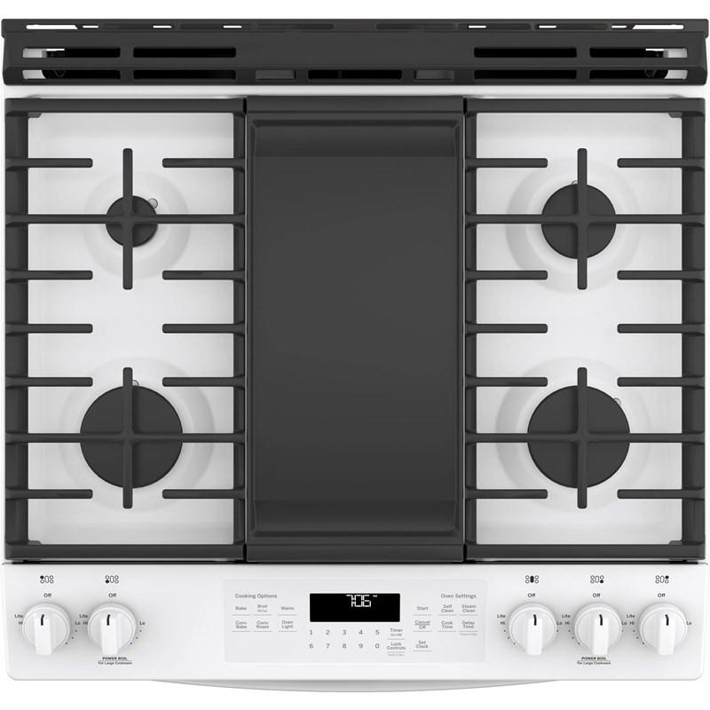 GE - 5.6 cu. ft Gas Range in White - JCGS760DELWW