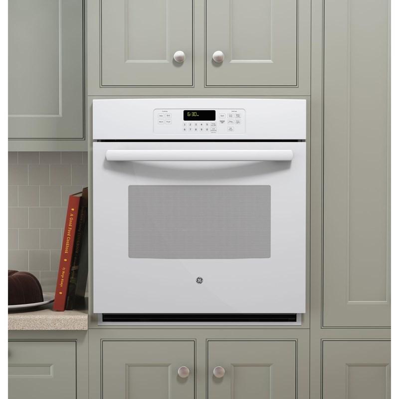 GE - 4.3 cu. ft Single Wall Oven in White - JCK3000DFWW