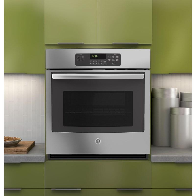 GE - 4.3 cu. ft Single Wall Oven in Stainless - JCK3000SFSS