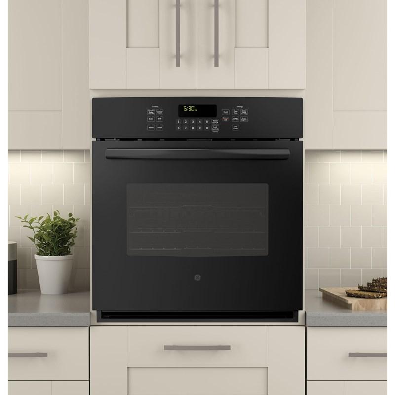 GE - 4.3 cu. ft Single Wall Oven in Black - JCK5000DFBB