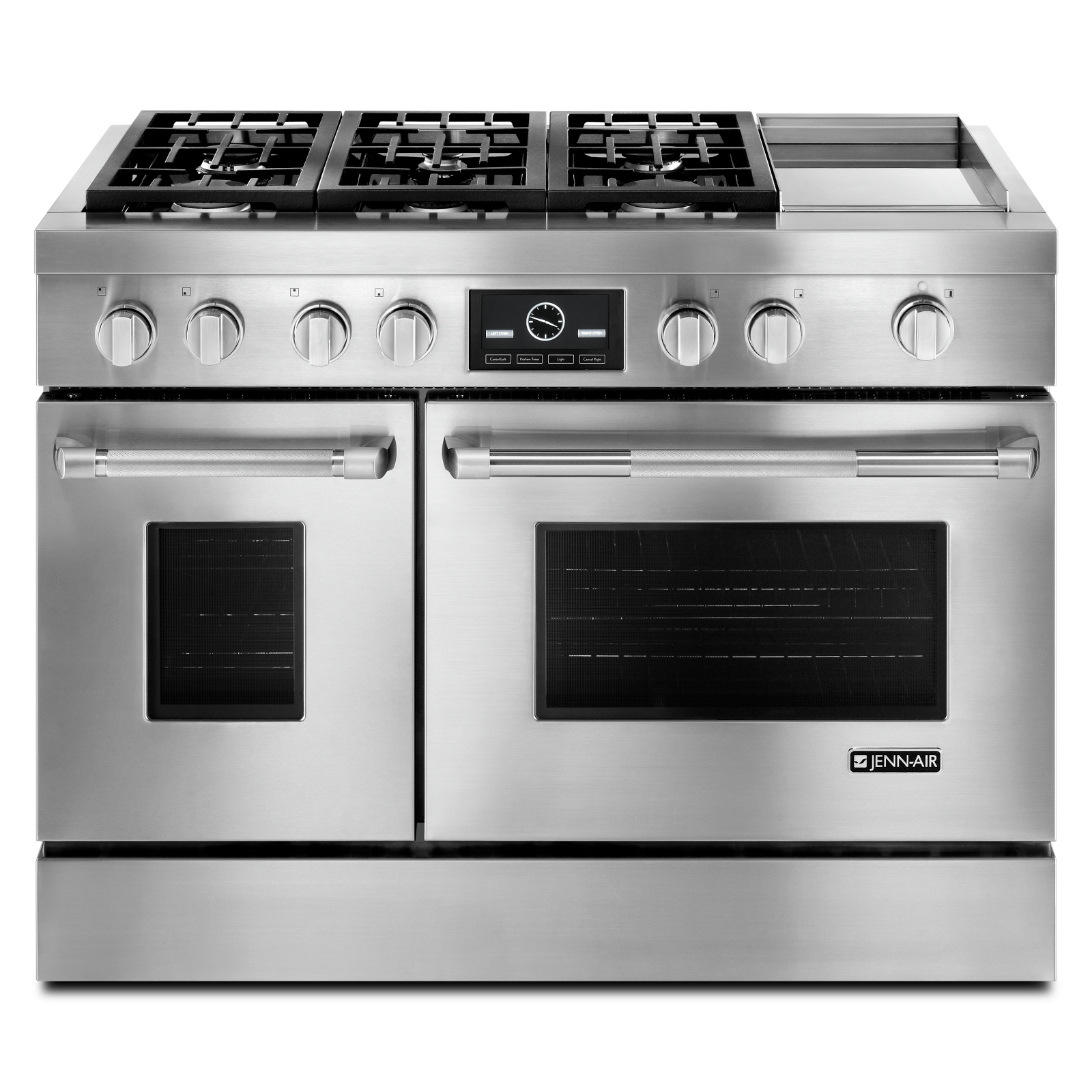 JennAir - 4.1 Right cu. ft / 2.2 Left cu. ft Dual Fuel Range in Stainless - JDRP548WP