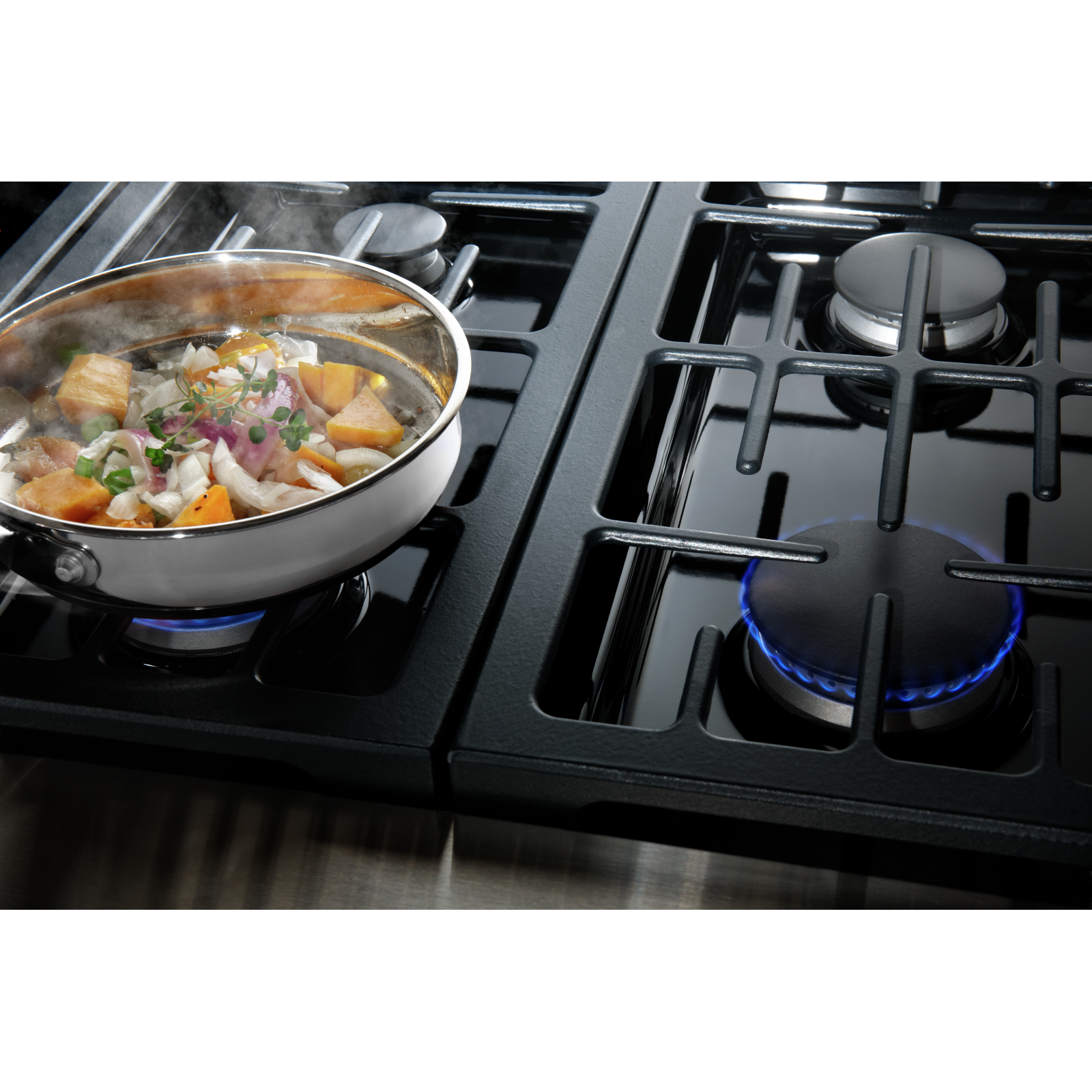 JennAir - 4.1 Right cu. ft / 2.2 Left cu. ft Dual Fuel Range in Stainless - JDRP548WP