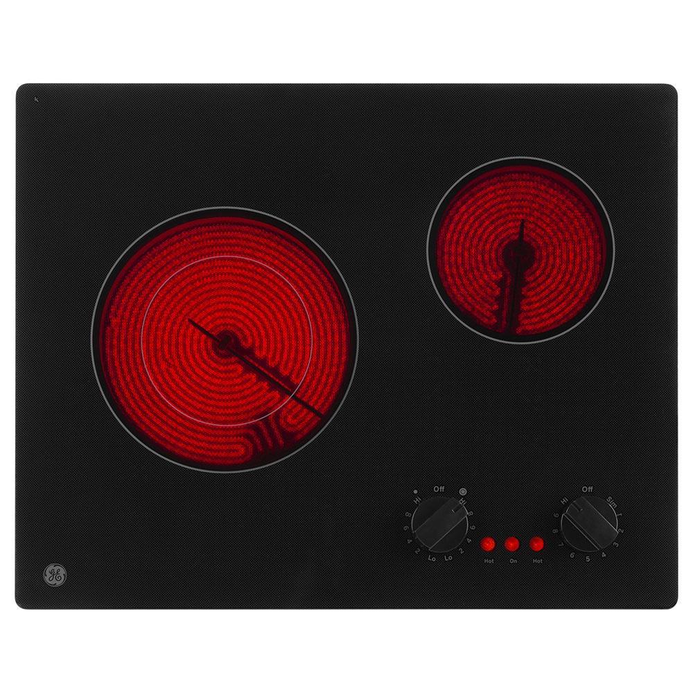 GE - 21.5 inch wide Electric Cooktop in Black - JP3021DPBB