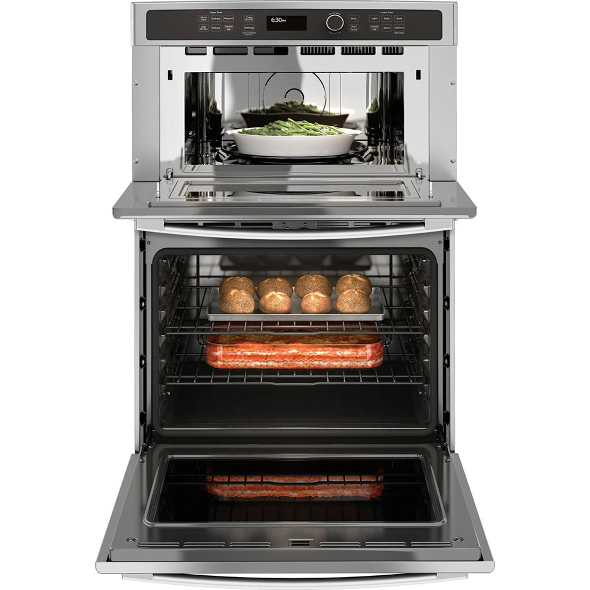GE - 6.7 cu. ft Combination Wall Oven in Stainless - JT3800SHSS