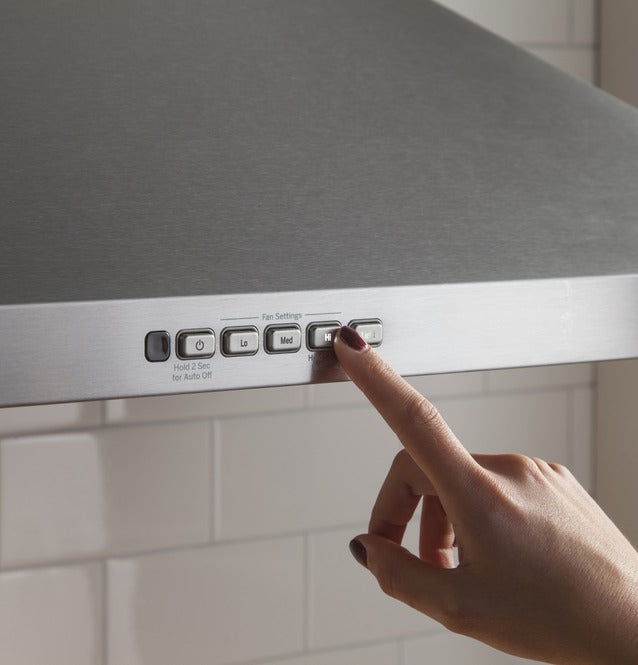 GE - 36 Inch 350 CFM Wall Mount and Chimney Range Vent in Stainless - JVW5361SJSSC