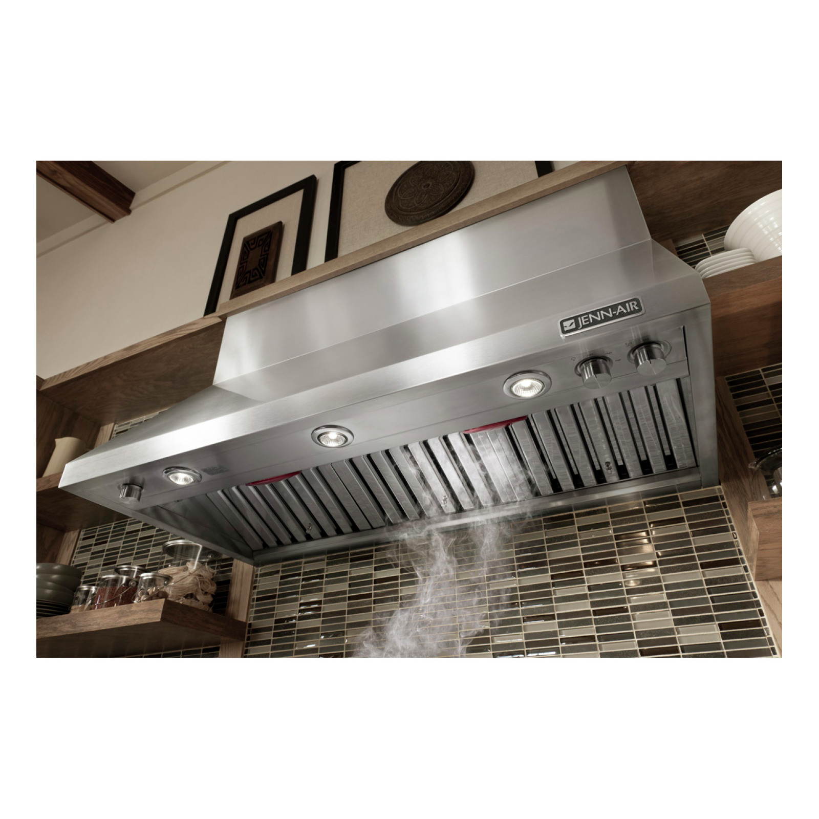 JennAir - 48 Inch 1200 CFM Wall Mount and Chimney Range Vent in Stainless - JXW9048WP