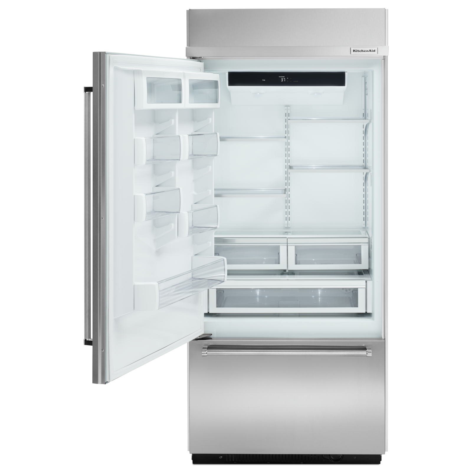 KitchenAid - 35.25 Inch 20.86 cu. ft Built-in Bottom Mount Refrigerator in Stainless - KBBL206ESS