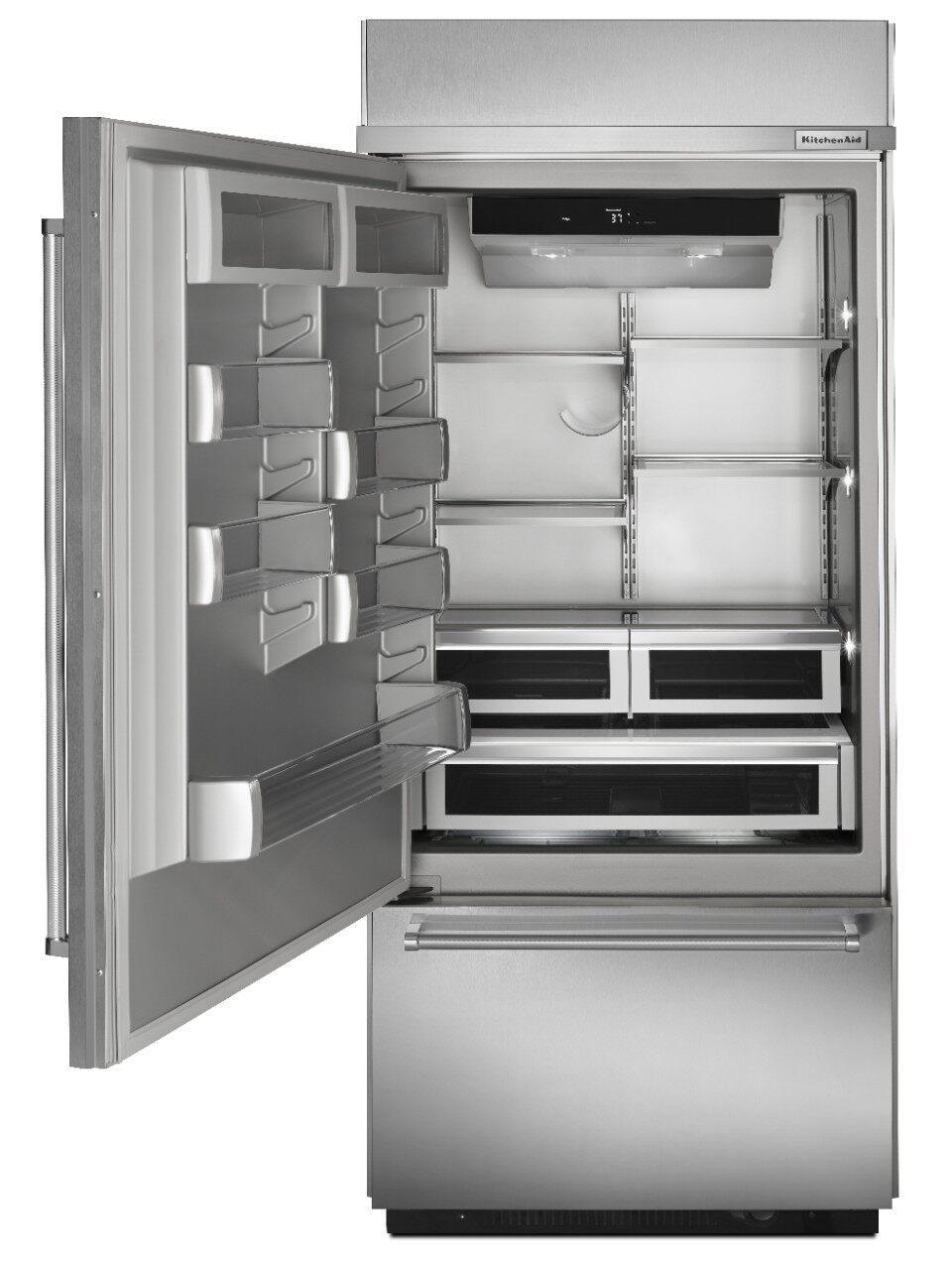 KitchenAid - 35.25 Inch 20.86 cu. ft Bottom Mount Refrigerator in Stainless - KBBL306ESS