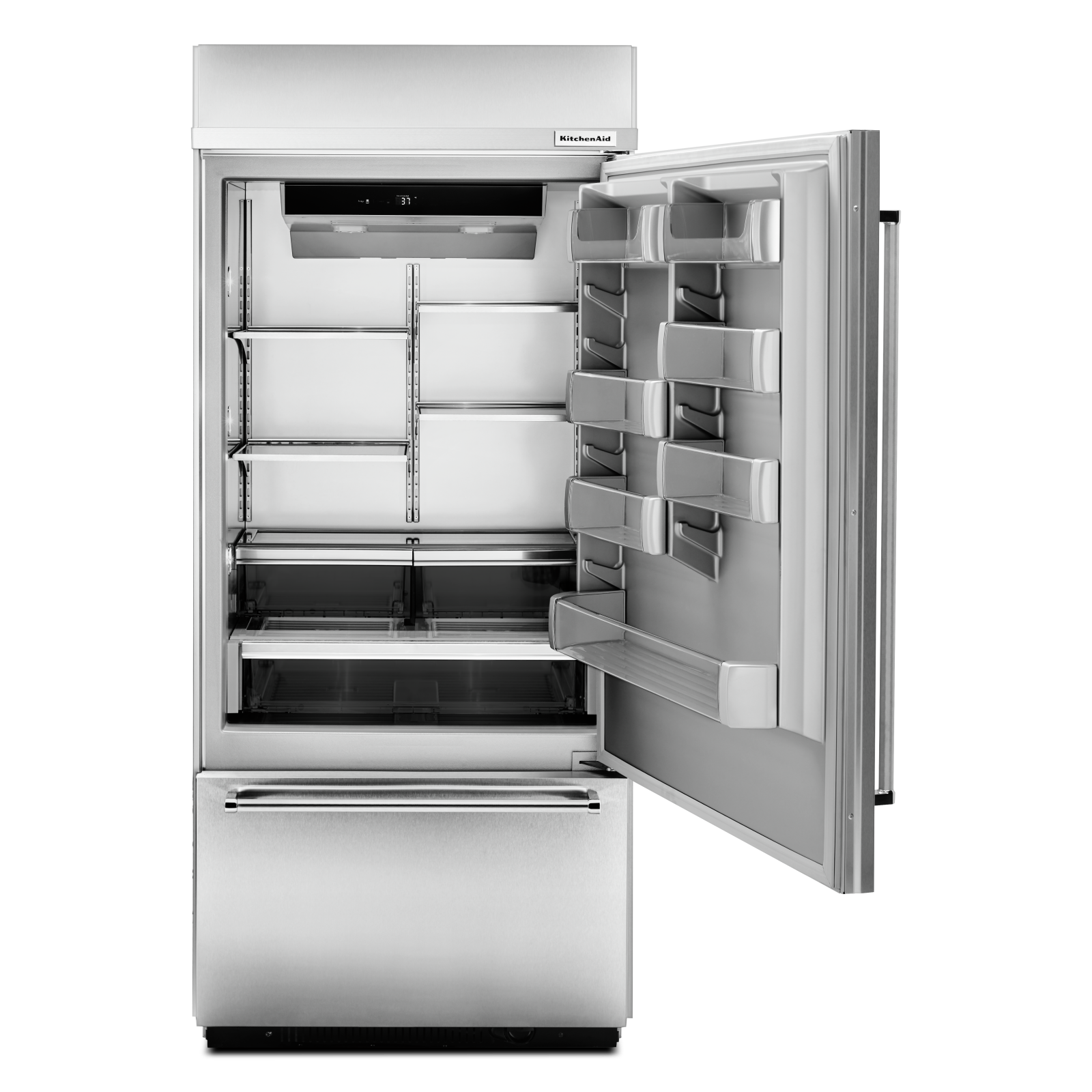 KitchenAid - 36.25 Inch 20.86 cu. ft Built-in Bottom Mount Refrigerator in Panel Ready - KBBR306EPA