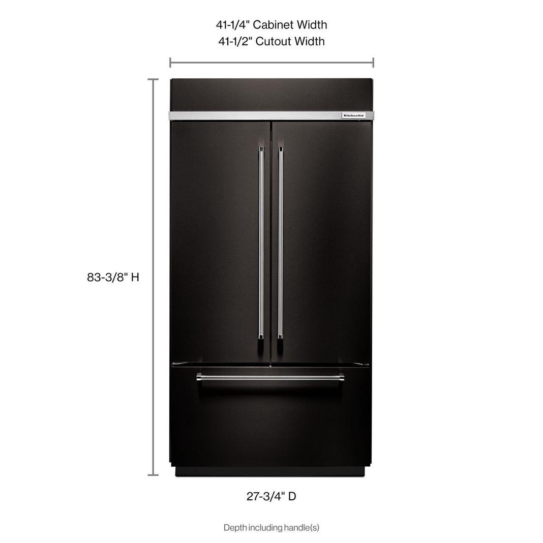 KitchenAid - 42.25 Inch 24 cu. ft French Door Refrigerator in Black Stainless - KBFN502EBS
