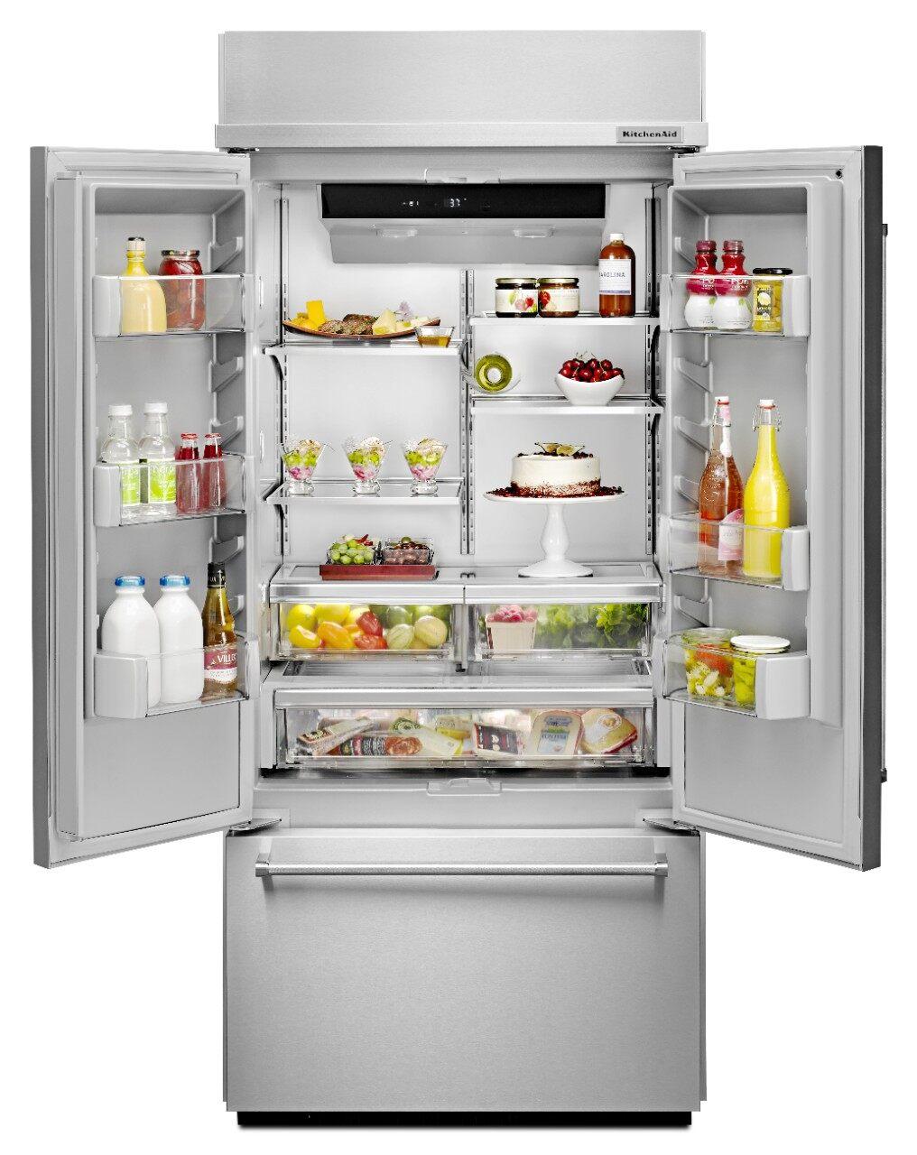 KitchenAid - 36.25 Inch 20.81 cu. ft French Door Refrigerator in Stainless - KBFN506ESS