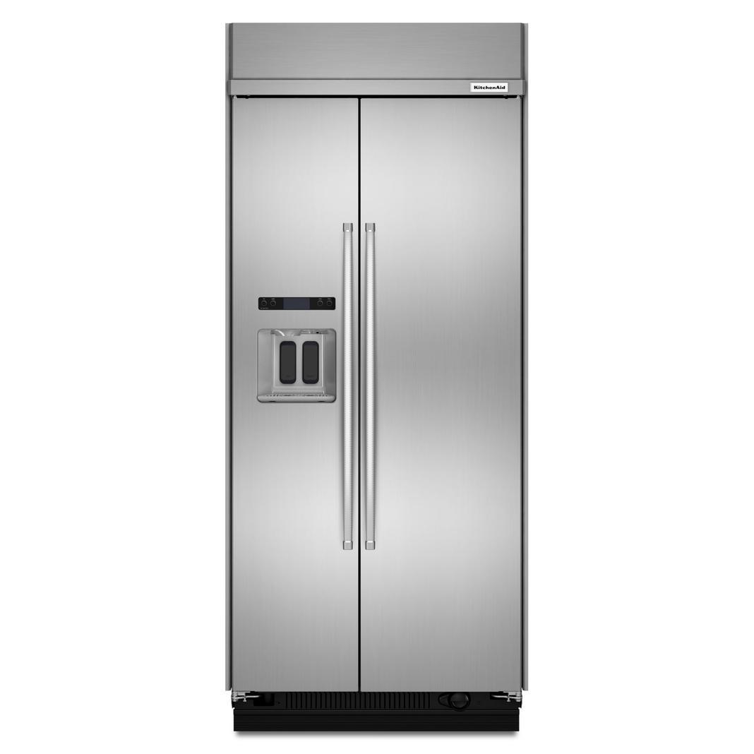 KitchenAid - 36.25 Inch 20.8 cu. ft Side by Side Refrigerator in Stainless - KBSD606ESS