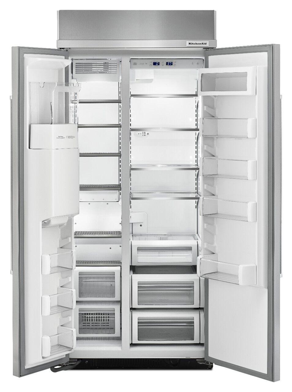 KitchenAid - 36.25 Inch 20.8 cu. ft Side by Side Refrigerator in Stainless - KBSD606ESS