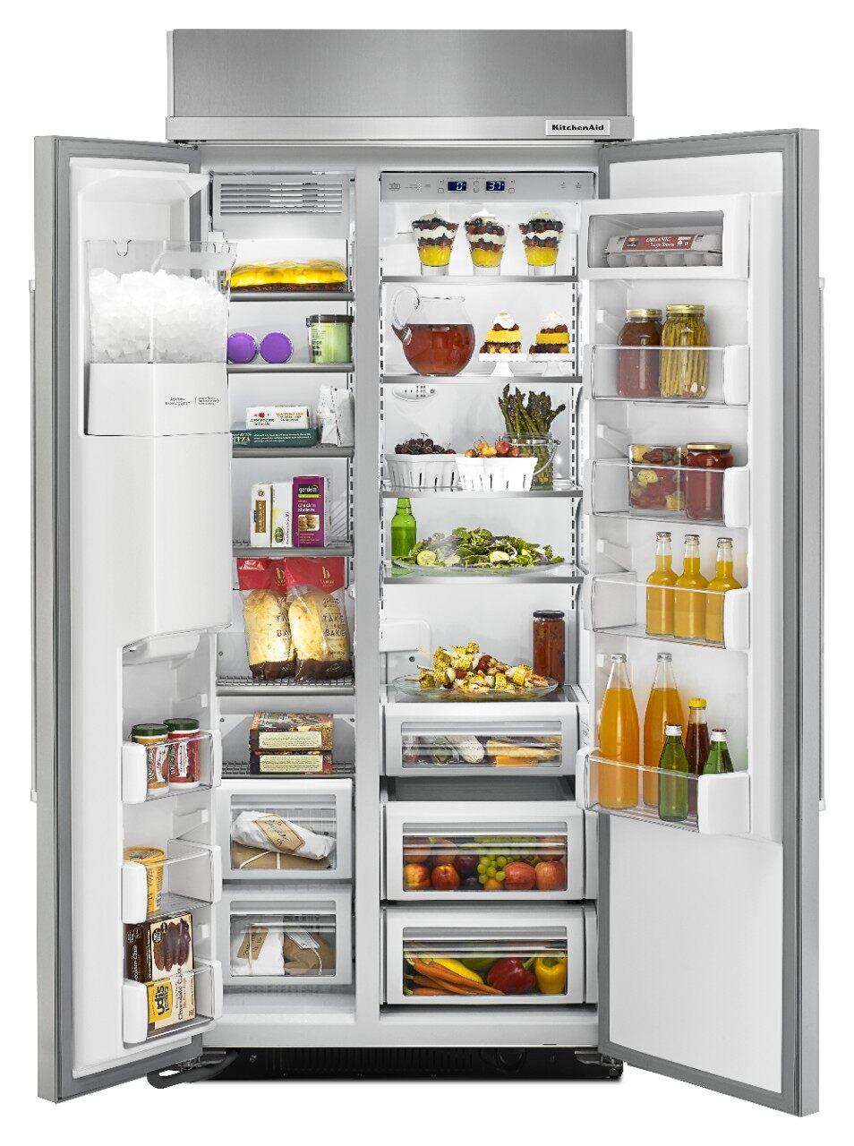 KitchenAid - 36.25 Inch 20.8 cu. ft Side by Side Refrigerator in Stainless - KBSD606ESS