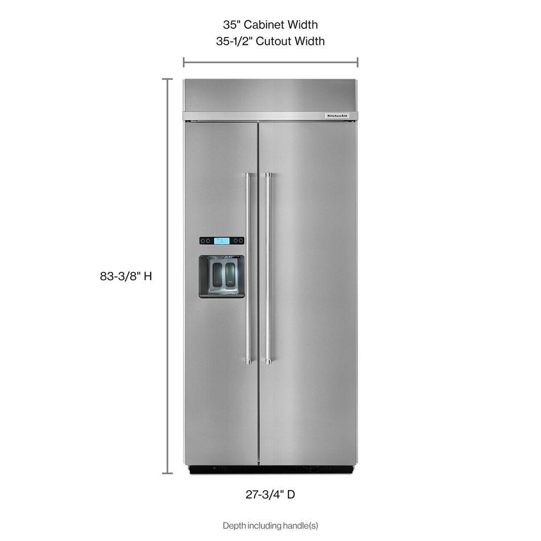 KitchenAid - 36.25 Inch 20.8 cu. ft Side by Side Refrigerator in Stainless - KBSD606ESS