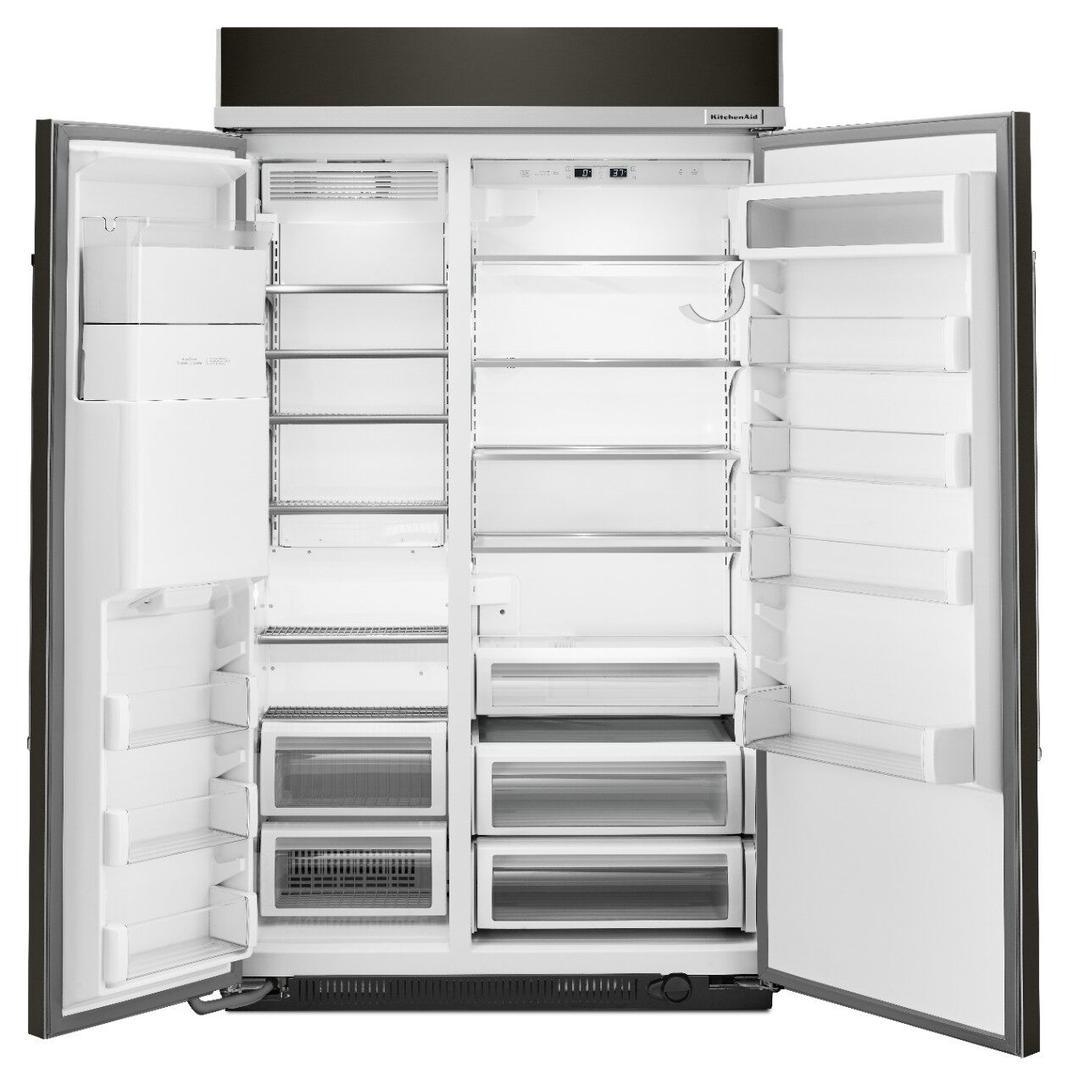 KitchenAid - 48.25 Inch 29.5 cu. ft Side by Side Refrigerator in Black Stainless - KBSD608EBS