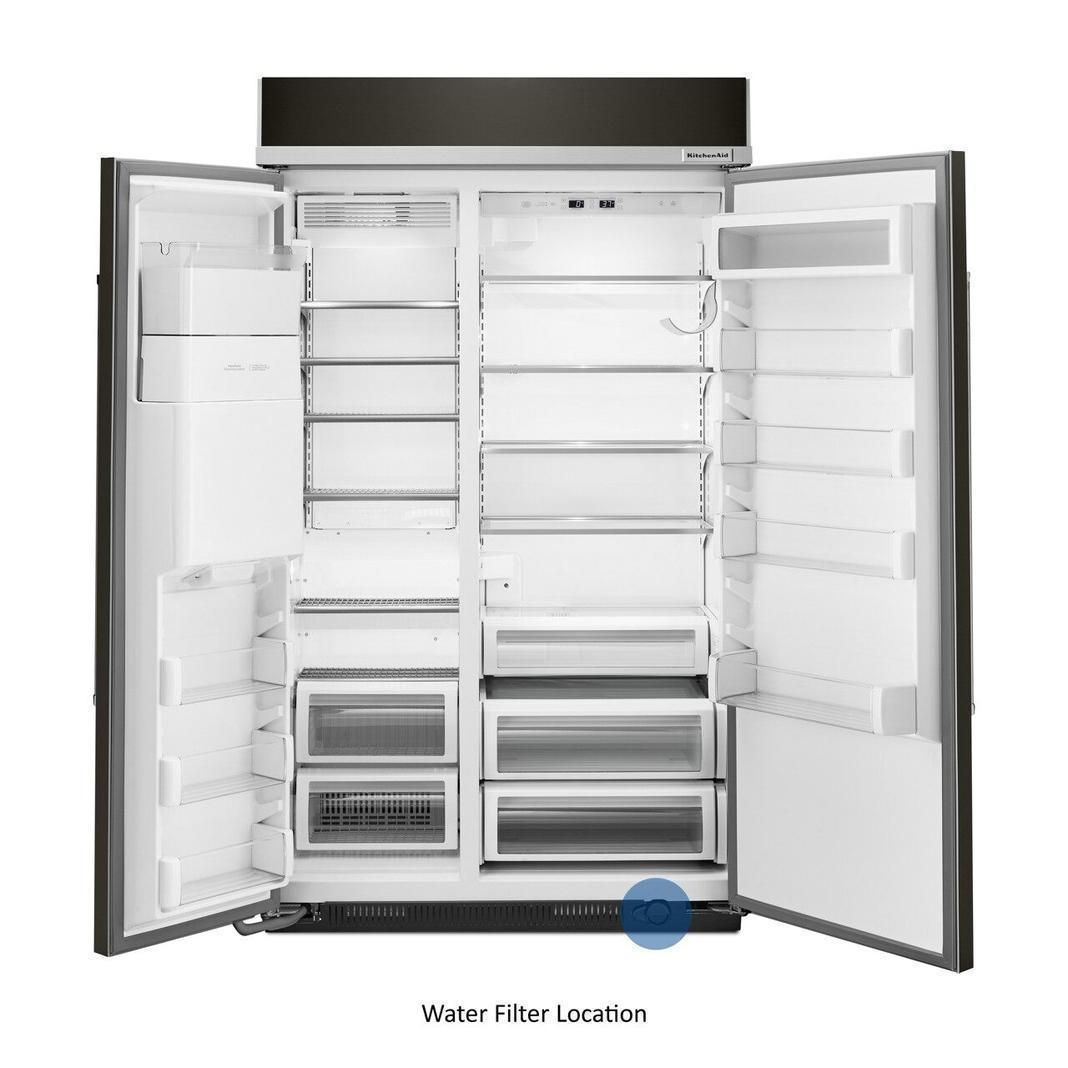 KitchenAid - 48.25 Inch 29.5 cu. ft Side by Side Refrigerator in Black Stainless - KBSD608EBS