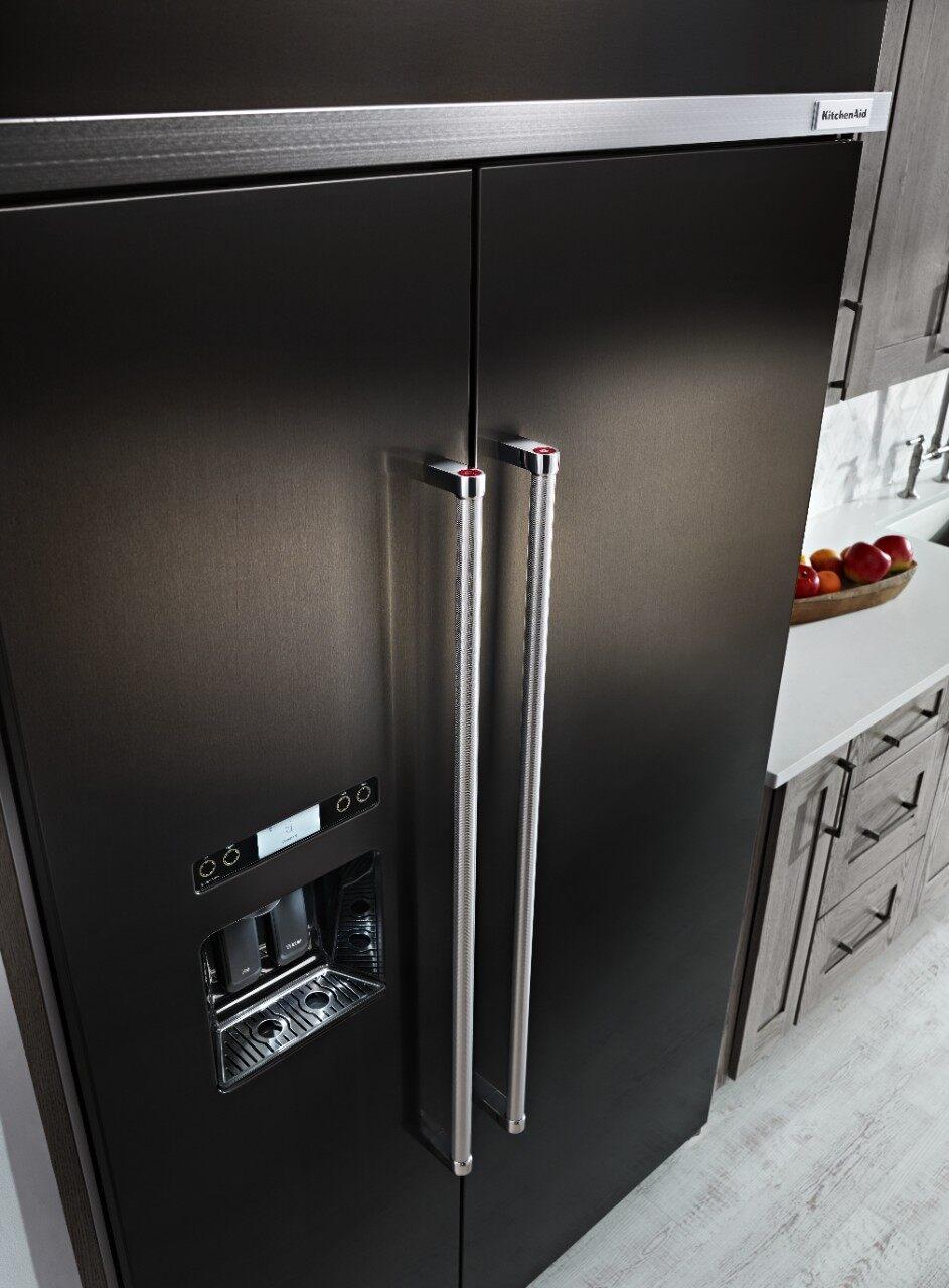 KitchenAid - 48.25 Inch 29.5 cu. ft Side by Side Refrigerator in Black Stainless - KBSD608EBS