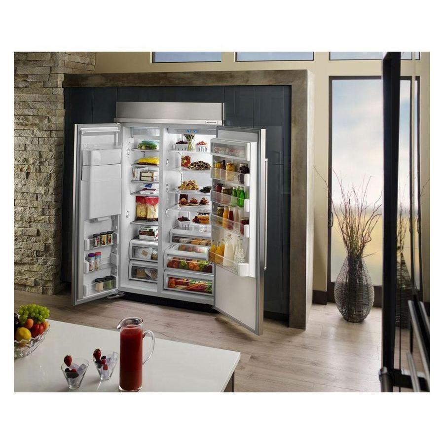 KitchenAid - 48.3 Inch 29.5 cu. ft Side by Side Refrigerator in Stainless - KBSD618ESS