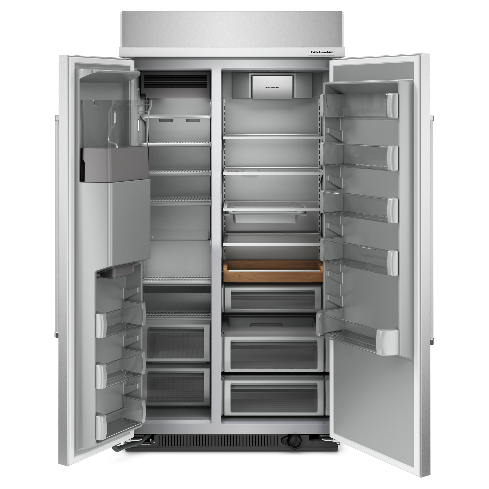 KitchenAid - 41.25 Inch 25.1 cu. ft Built In / Integrated Side by Side Refrigerator in Stainless - KBSD702MPS