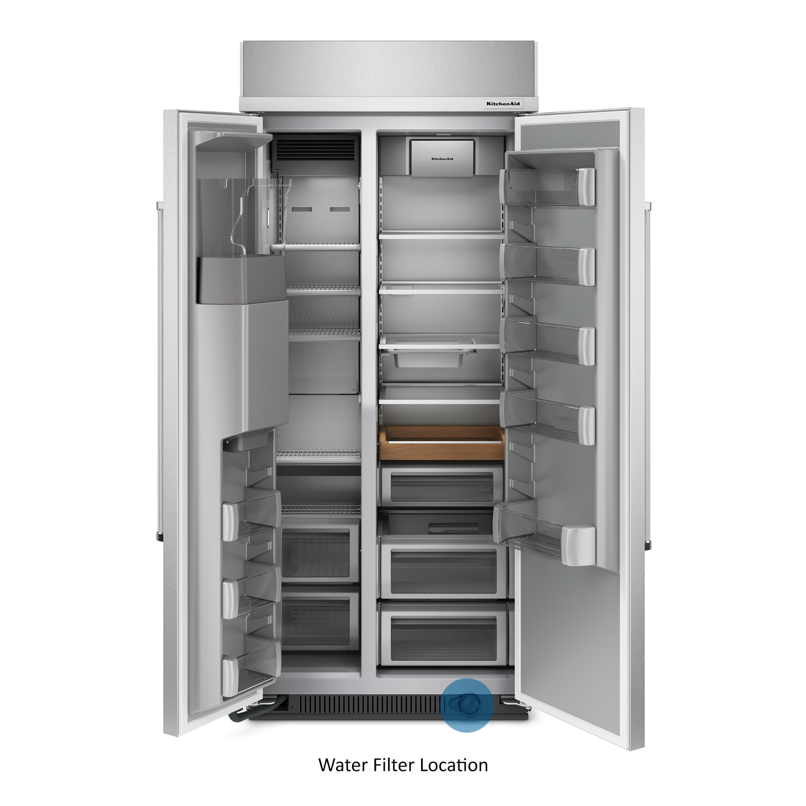 KitchenAid - 35.25 Inch 20.8 cu. ft Side-by-Side Refrigerator in Stainless - KBSD706MPS