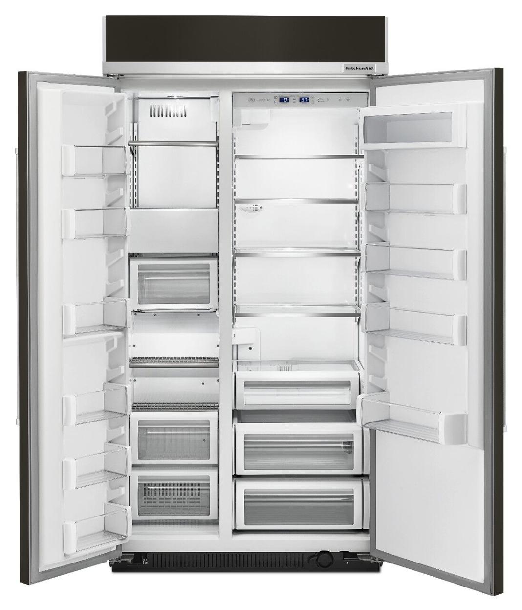 KitchenAid - 42.25 Inch 25.5 cu. ft Side by Side Refrigerator in Black Stainless - KBSN602EBS