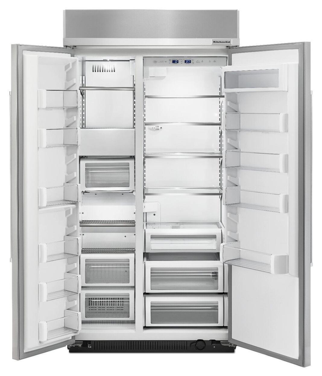 KitchenAid - 42.25 Inch 25.5 cu. ft Side by Side Refrigerator in Stainless - KBSN602ESS