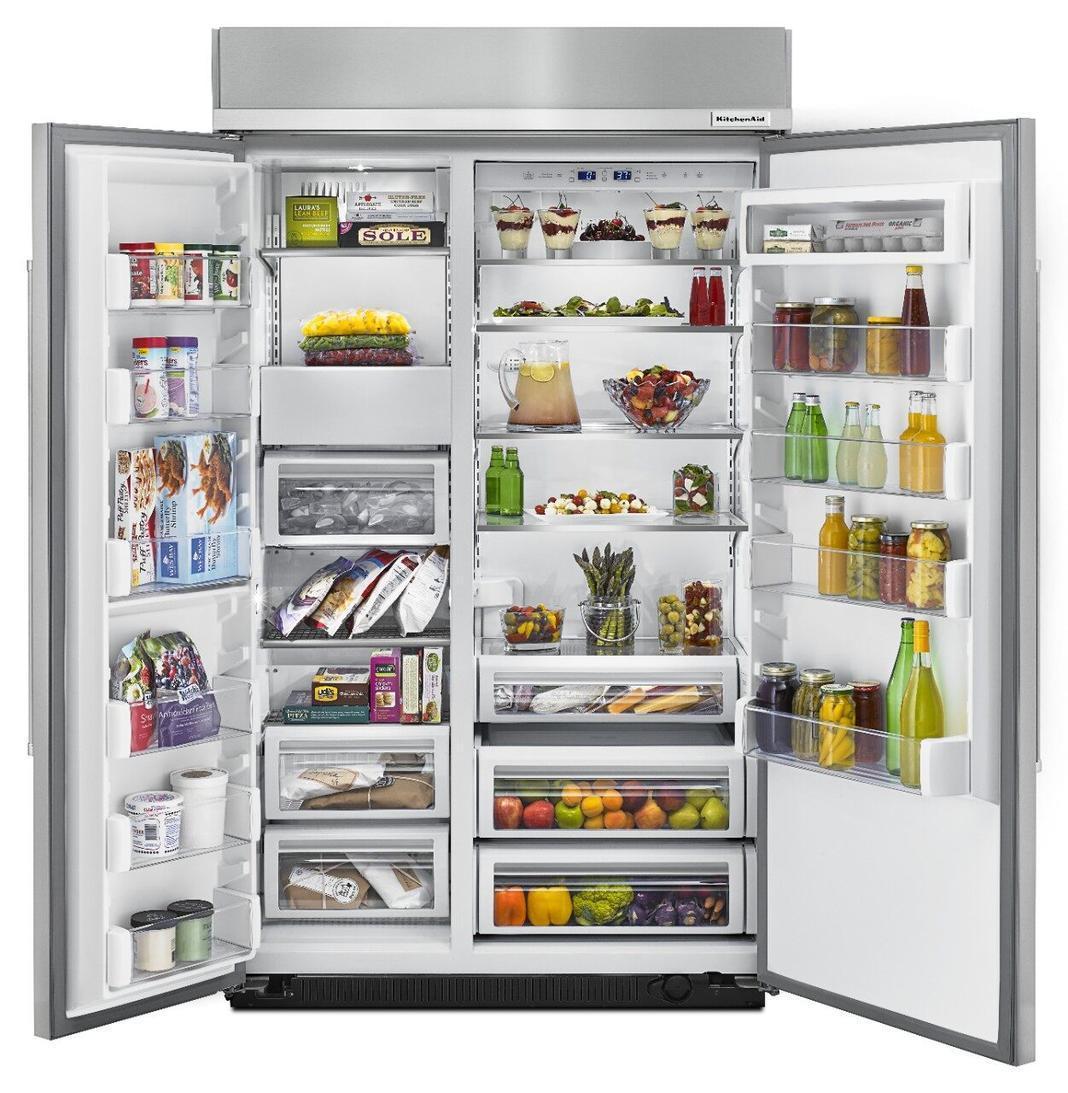 KitchenAid - 48.25 Inch 30 cu. ft Side by Side Refrigerator in Stainless - KBSN608ESS