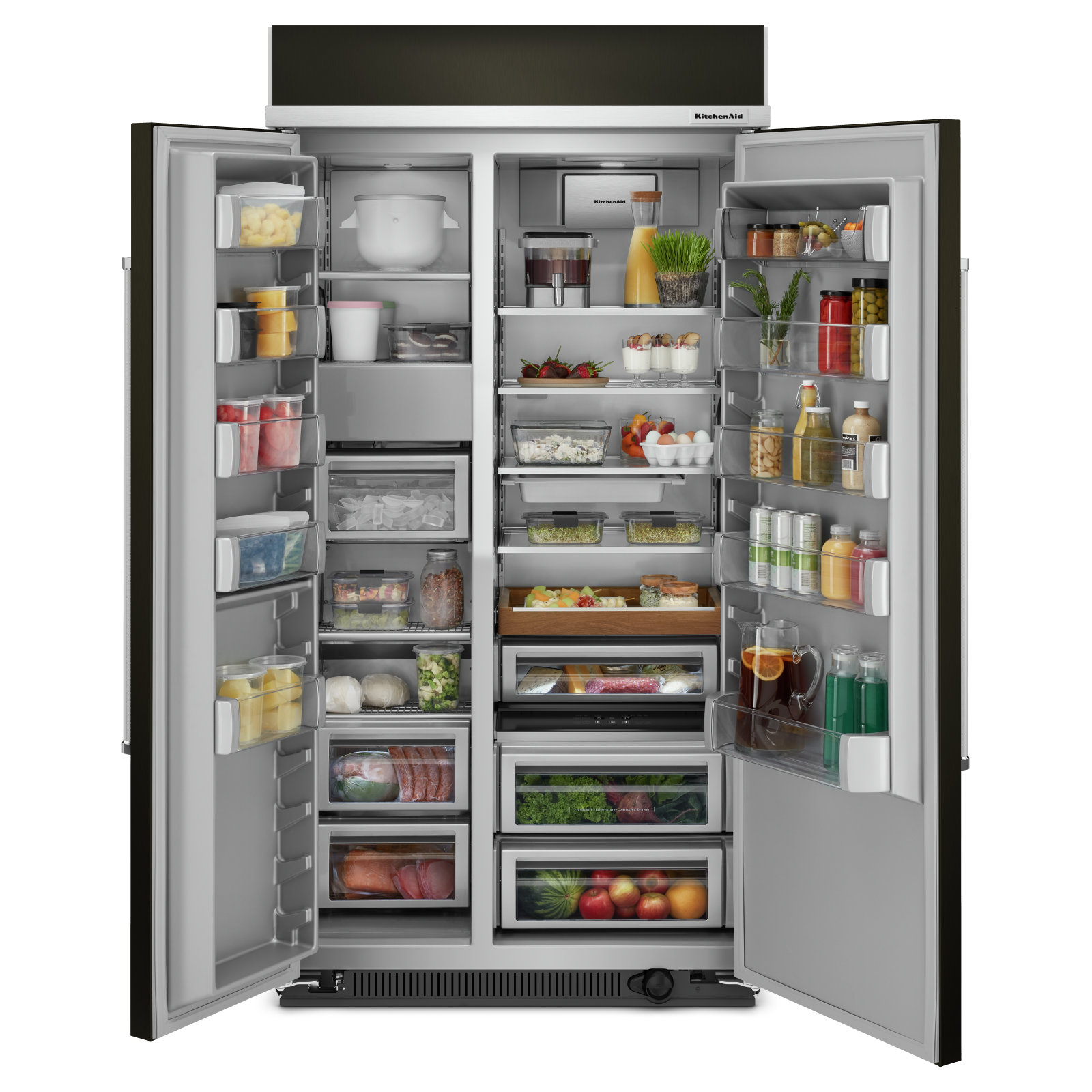 KitchenAid - 41.25 Inch 25.5 cu. ft Side-by-Side Refrigerator in Black Stainless - KBSN702MBS