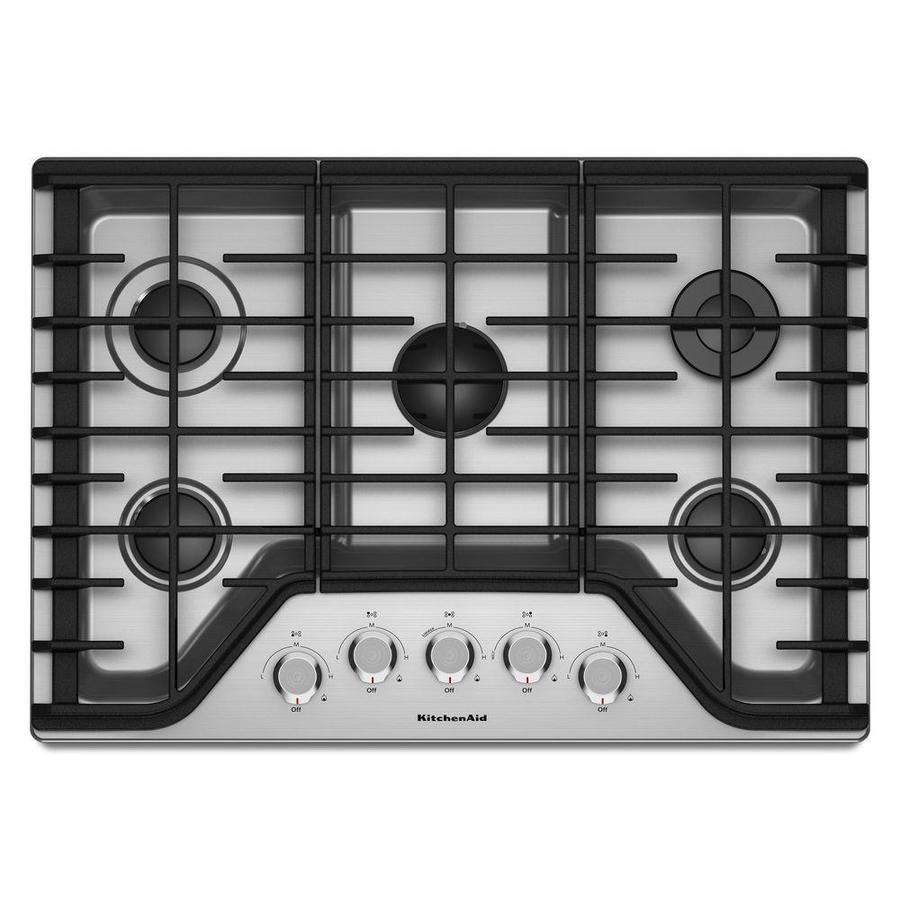 KitchenAid - 30 inch wide Gas Cooktop in Stainless Steel - KCGS350ESS