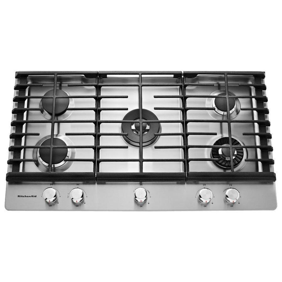 KitchenAid - 36 inch wide Gas Cooktop in Stainless Steel - KCGS956ESS