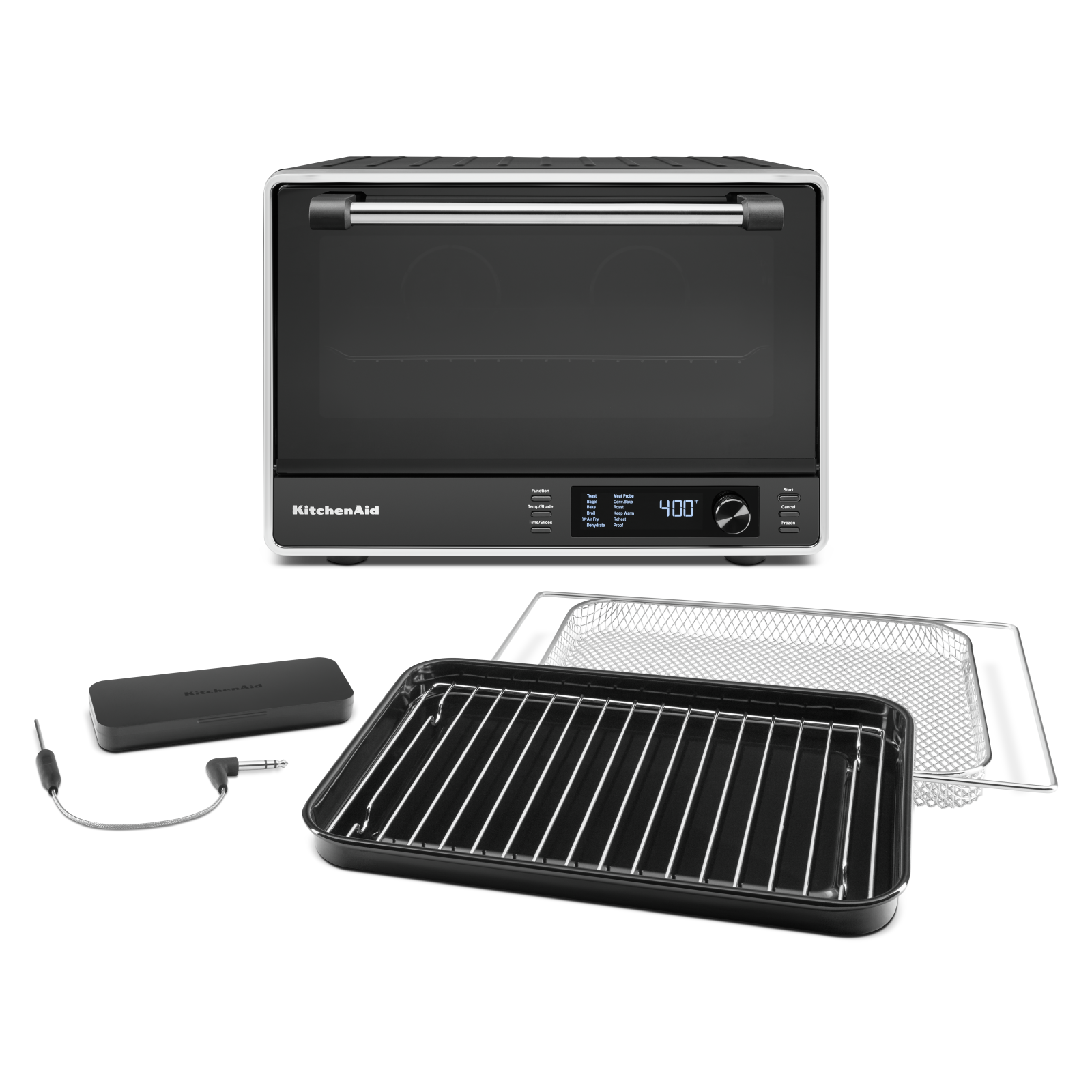 KitchenAid - Dual Convection Countertop Oven with Air Fry and Temperature Probe in Black - KCO224BM