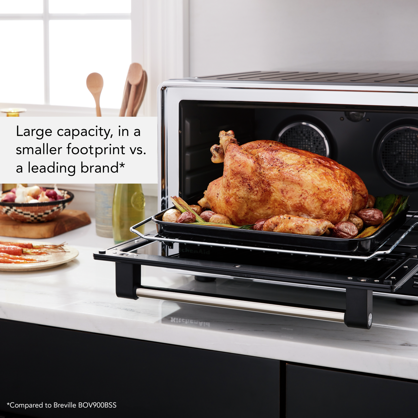 KitchenAid - Dual Convection Countertop Oven with Air Fry and Temperature Probe in Black - KCO224BM