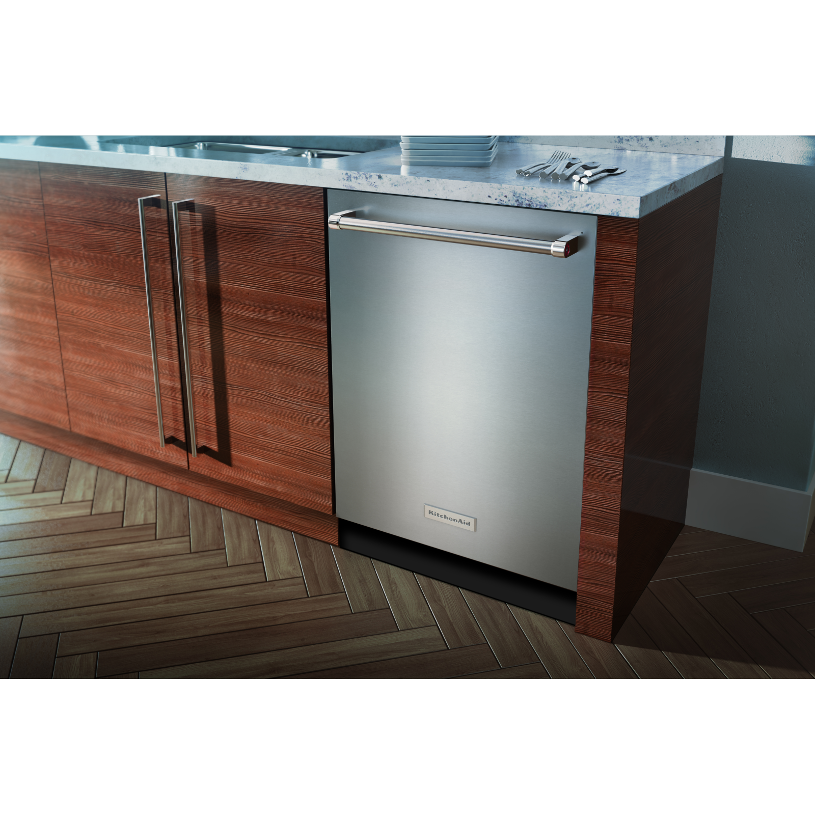 KitchenAid - 46 dBA Built In Dishwasher in Stainless - KDTE204ESS