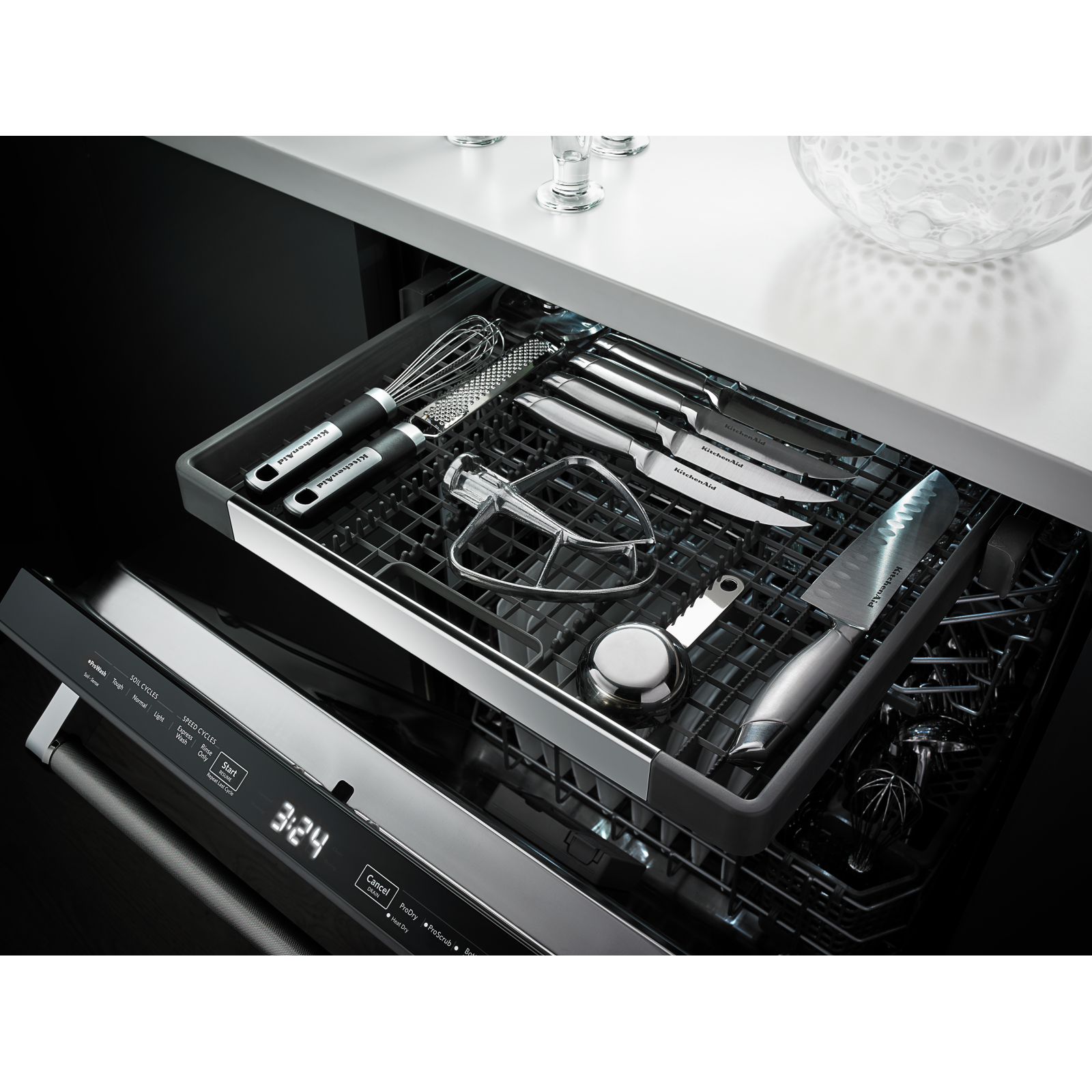 KitchenAid - 44 dBA Built In Dishwasher in Black Stainless - KDTM704EBS