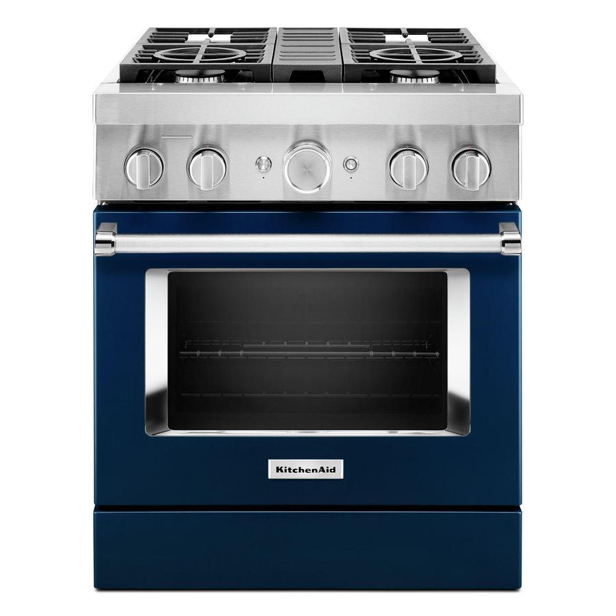 KitchenAid - 4.1 cu. ft Dual Fuel Range in Blue - KFDC500JIB
