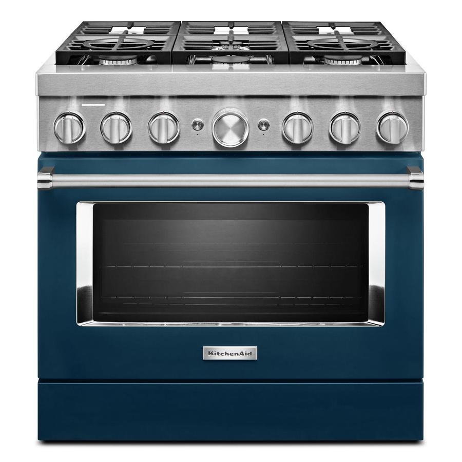 KitchenAid - 5.1 cu. ft Dual Fuel Range in Blue - KFDC506JIB