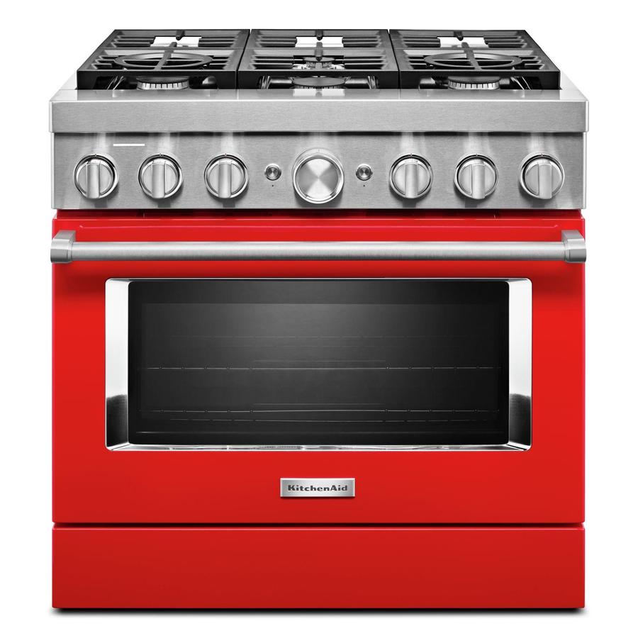KitchenAid - 5.1 cu. ft Dual Fuel Range in Red - KFDC506JPA
